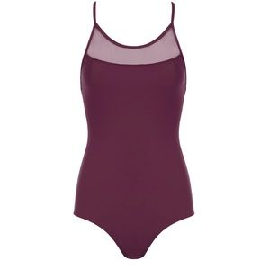 NWT Leotard Emma Navy Blue Eleve Dancewear Sheer Neck Cross Strap Back Small